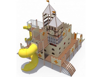 Детский игровой комплекс Дворец чудес Н-2000 и Н-750 закрытая пластиковая труба и винтовой скат, в стиле средневековья ДИО 13051.1