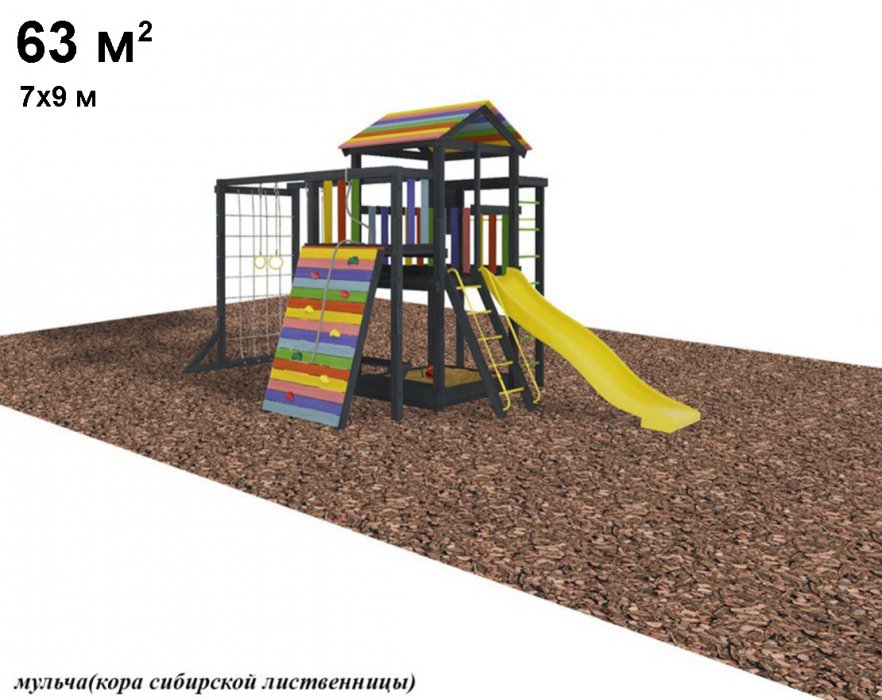 Детская игровая площадка Джерси 4 + покрытие 63 м² с установкой под ключ